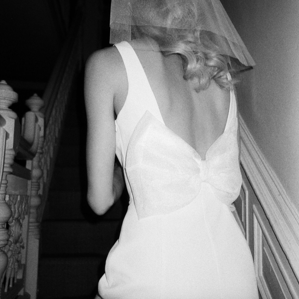 Amanda Uprichard Maribel White Bridal Bow Dress